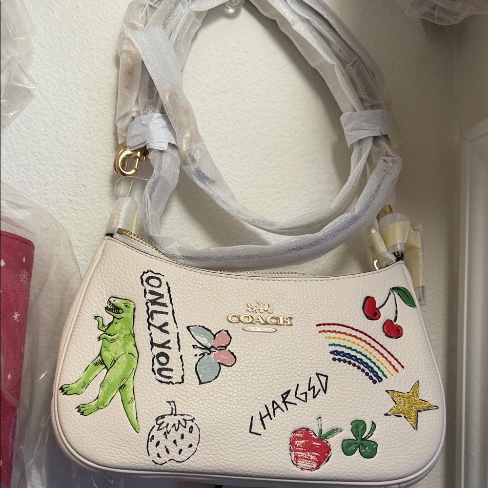 Coach Cream Bag with Colorful Graphics